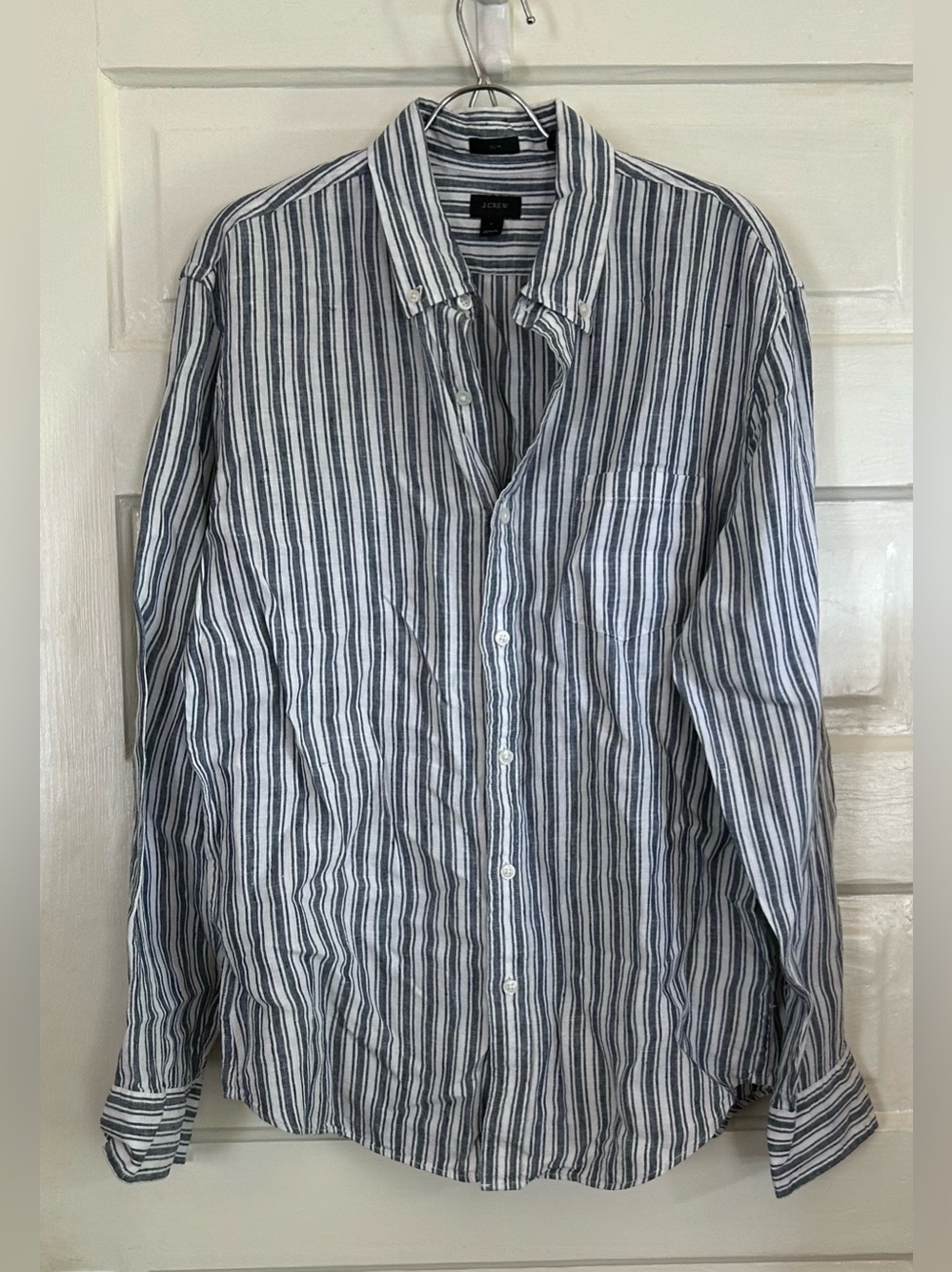 J. Crew Men's Vertical Stripe Button-Down Shirt - Blue & White